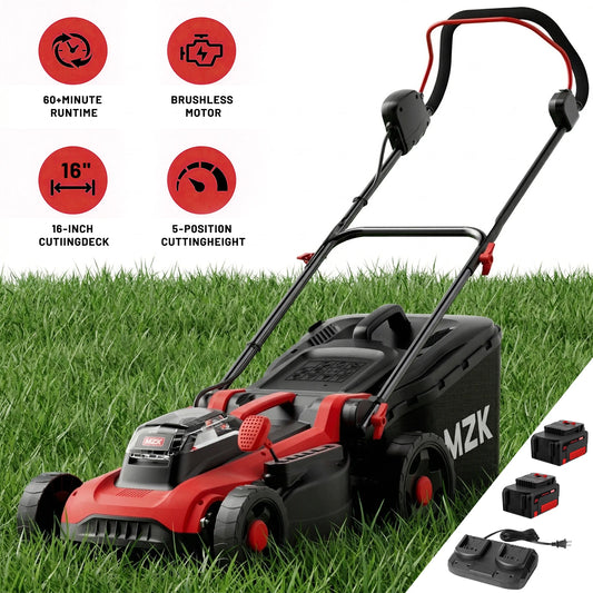 MZK 40V Brushless Cordless Lawn Mower With Mulching And Charger