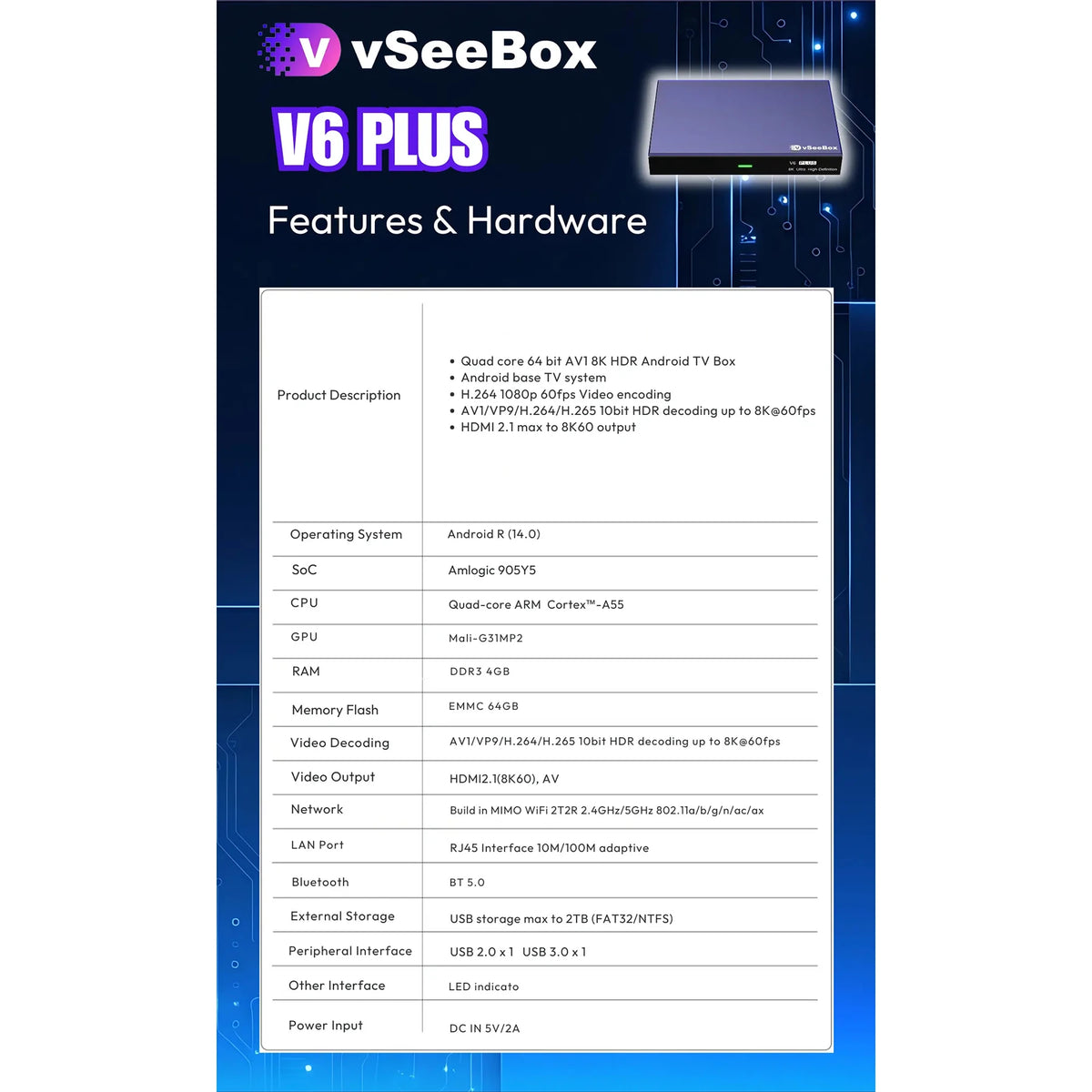 JISYONK Android TV Box 8K Voice Control WiFi 6 Media Center