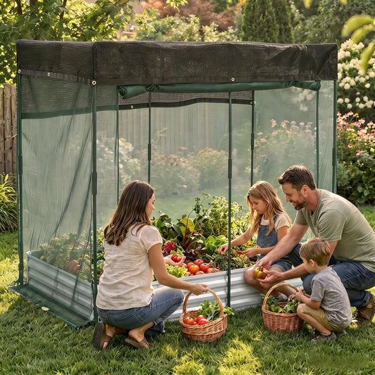Galvanized Raised Garden Bed With Insect Netting And Animal Protection
