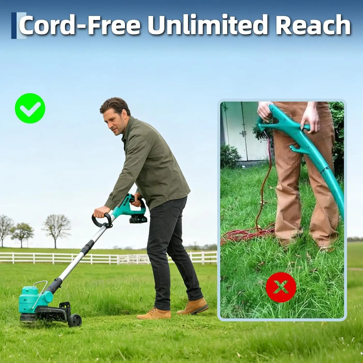 Cordless Battery String Trimmer With Automatic Line Feed System