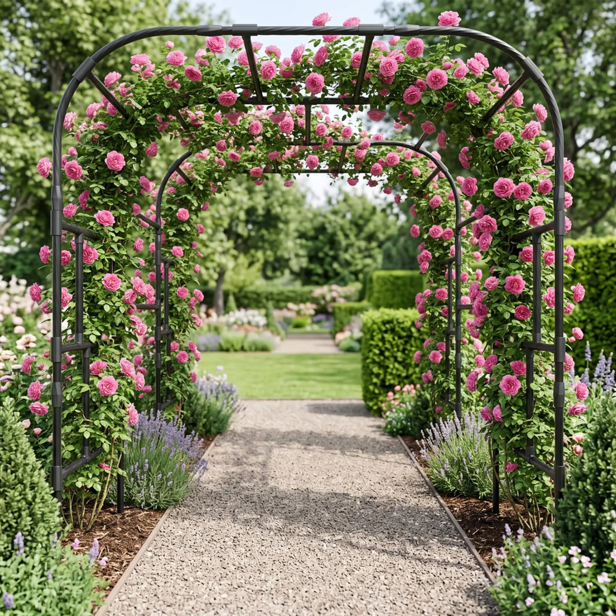Rust Resistant Metal Garden Arch Trellis for Climbing Plants
