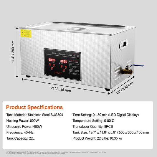 SucceBuy Stainless Steel Ultrasonic Cleaner For Household Cleaning