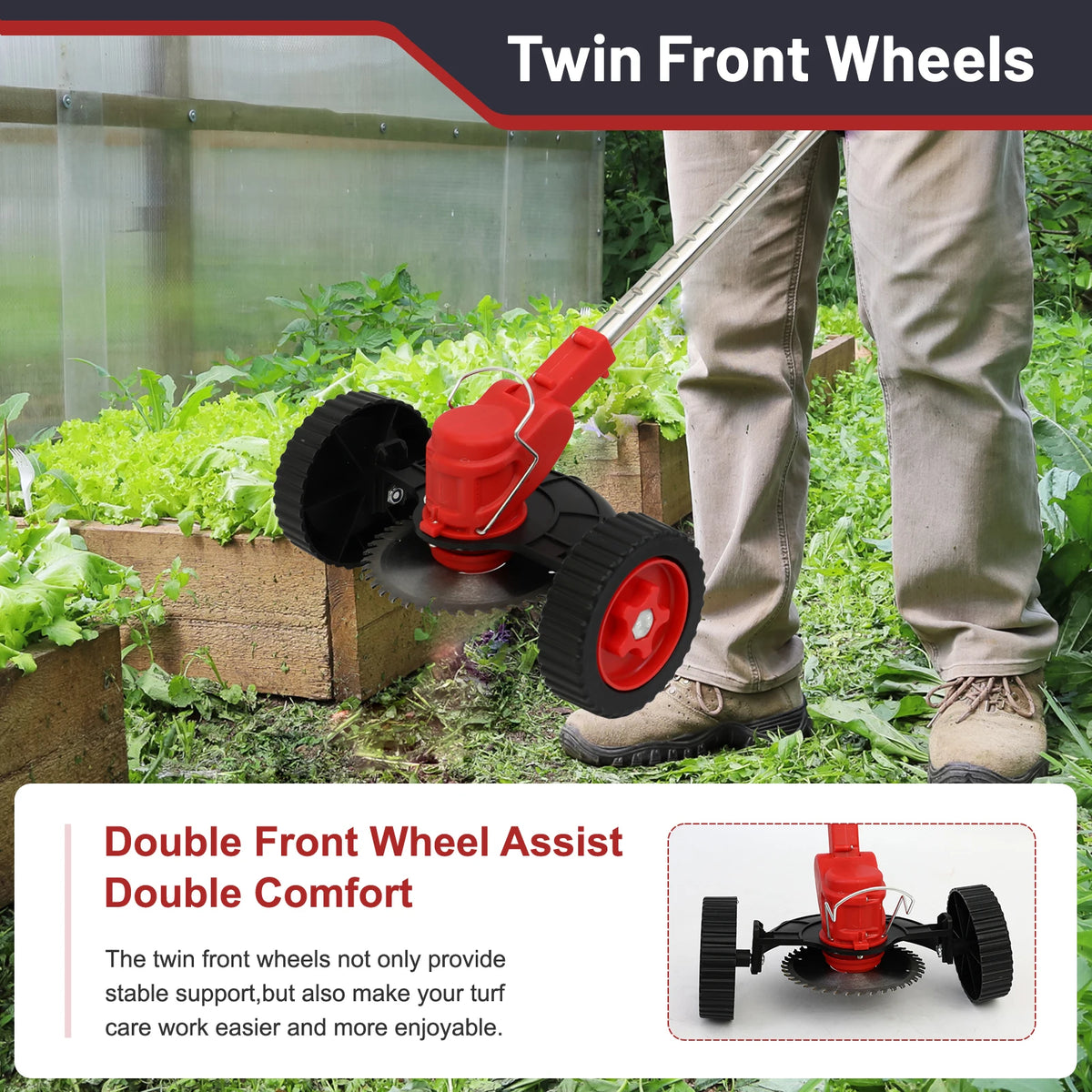 Brushless Cordless 21V Grass Trimmer Lawn Mower Edger With Wheels