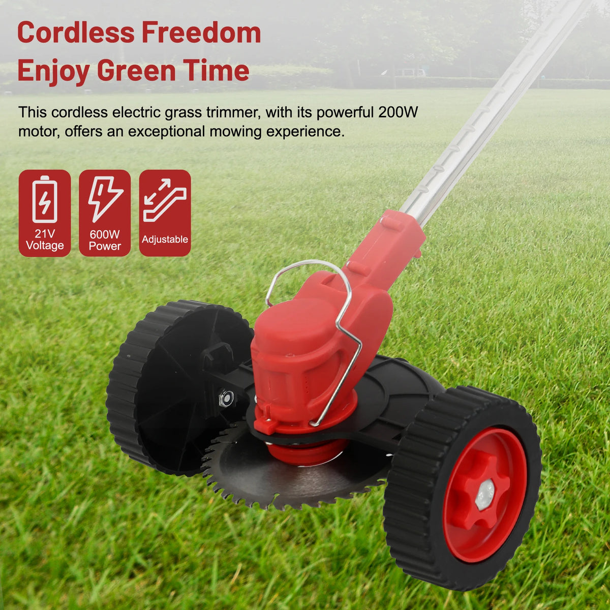 Brushless Cordless 21V Grass Trimmer Lawn Mower Edger With Wheels