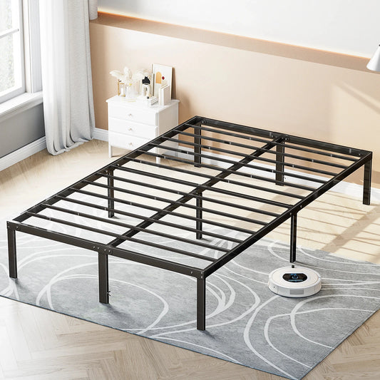 JHK Metal Bed Frame With Sturdy Steel Slats And Platform