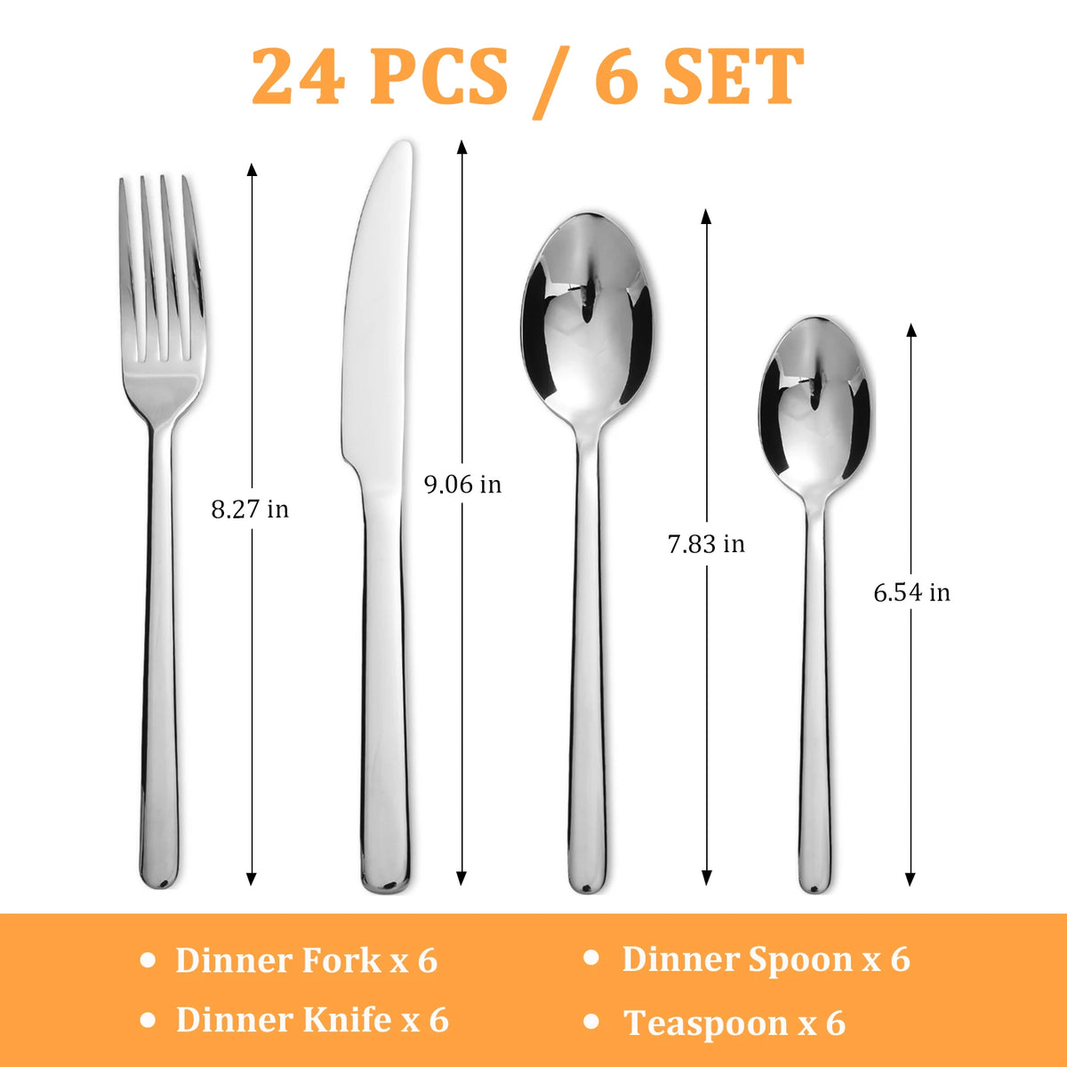 Hansmart 24 Piece Stainless Steel Flatware Set For Dining