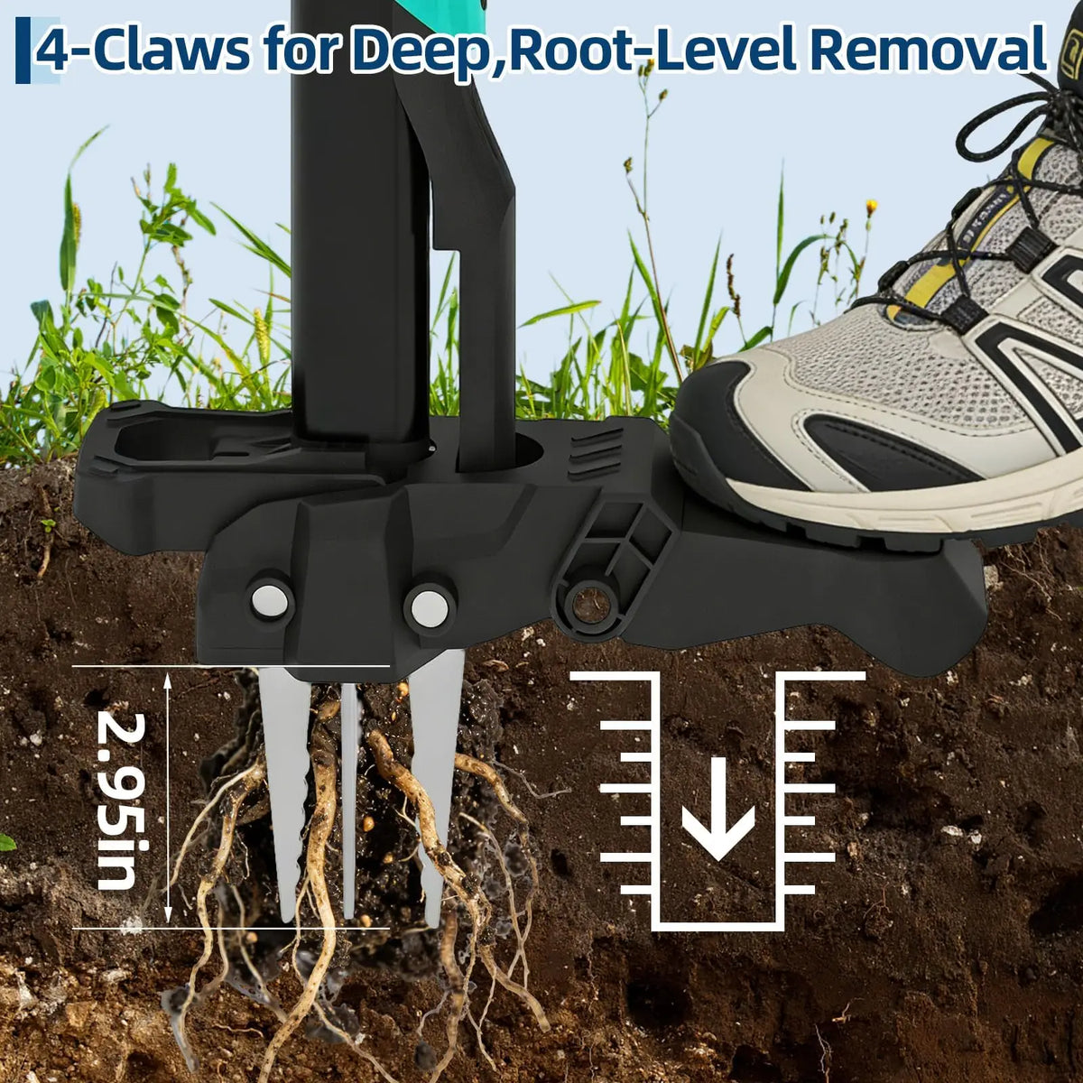Long Handle Aluminum Weed Puller With Sturdy Foot Pedal