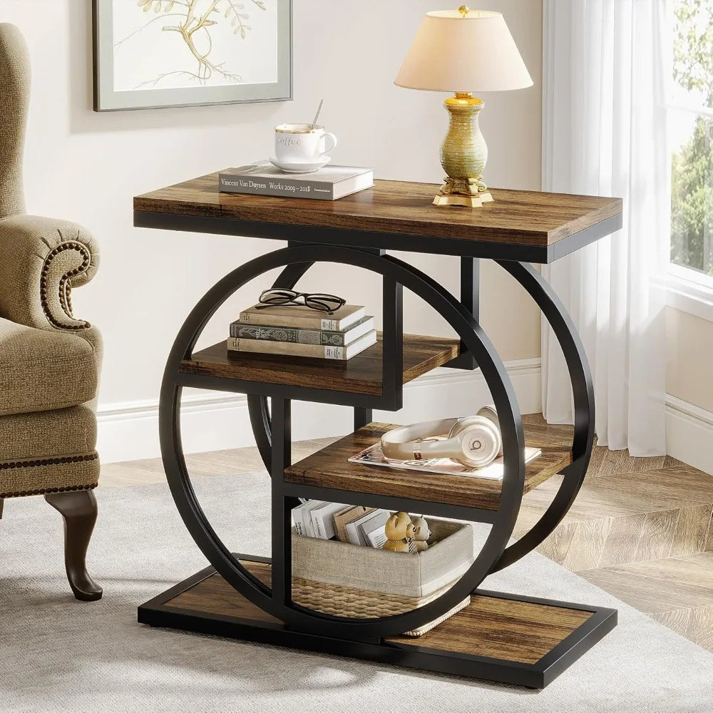 End Table Living Room 4 Tier Narrow Side Table Storage