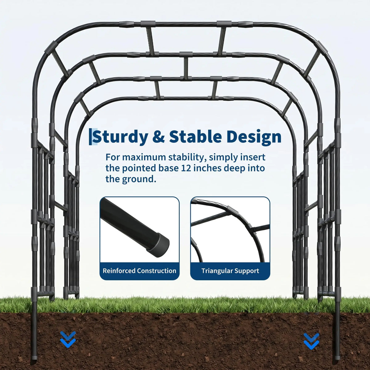 Rust Resistant Metal Garden Arch Trellis for Climbing Plants