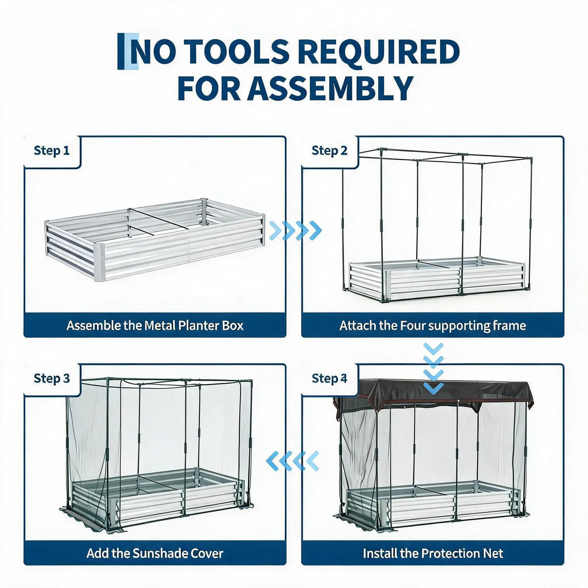 Galvanized Raised Garden Bed With Insect Netting And Animal Protection