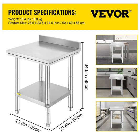 Stainless Steel Kitchen Workbench Commercial Catering Table With Undershelf