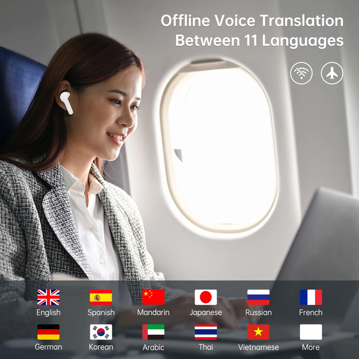 Wooask M6 Translator Earbuds For Instant Multilingual Voice Conversion