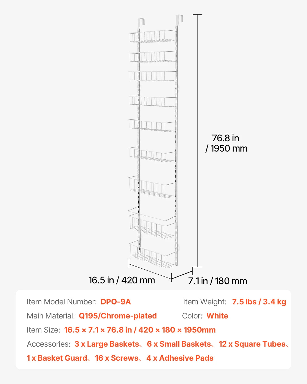 SucceBuy Adjustable Over The Door Pantry Organizer Rack