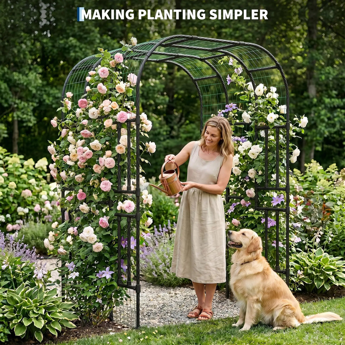 HiMISS Steel Garden Arch Trellis for Climbing Plants and Vines